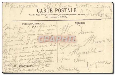 El Parque de la Marina — Dunkerque — editor L. (n° 65) — Reverso