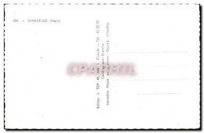 Dunkierka — widok panoramiczny portu i statuy marynarza — Wydawnictwo J. TOP — Rewers