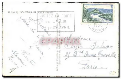 Lille — Lembrete de Lille — Editor La Cigogne, n° 59.350.60 — Verso