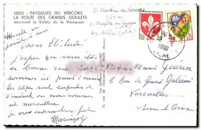 Les Barrecous no Vercors — Estrada dos Grandes Goulets — Editor: Les Éditions J. Cellard — Verso