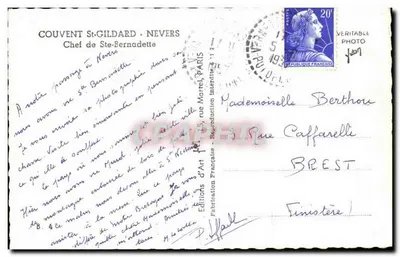 Siostra Bernadetta — Klasztor św. Gildarda, Nevers — Éditions d'Art Française — Rewers