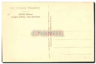 A Igreja de São Rémi em Reims — Face Sudoeste — Éditions d'Art YVC, Paris — Verso
