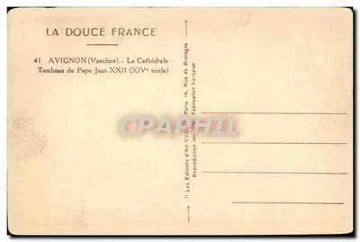 Avignon (Vaucluse) — Katedra, Grobowiec Papieża Jana XXII (XIV wiek) — Éditions Yvion — Rewers