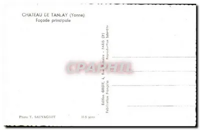 Zamek Tanlay — Front główna — Wydawnictwo Y. Sauvageot, Paryż — Rewers