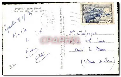 Hôtel de Ville w Lille i jego dzwonnica — wydawnictwo La Cigogne, nr 59.350.13 — Rewers