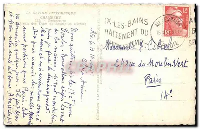Chambéry — Castelo dos Duques de Saboia e Nivolet — Editor La Mûre Belle, n°123 — Verso