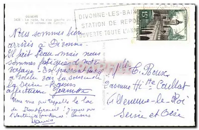 Divonne-les-Bains — A enseada, a margem esquerda do lago e o castelo de Cologny — Editor L. Laichaux, n° 3428 — Verso