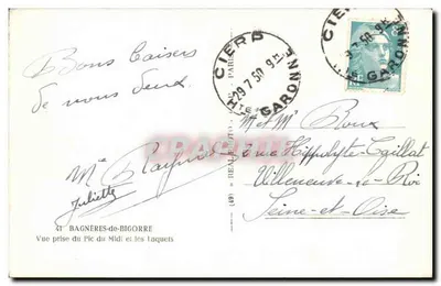 Uitzicht genomen vanaf het Pic du Midi en de Laquets — Bagnères-de-Bigorre — uitgever Réalphoto — Achterkant