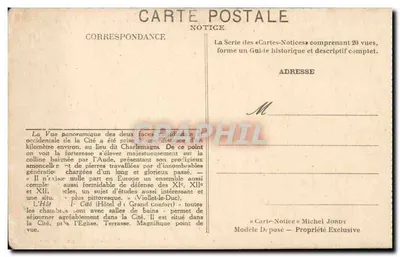 La Ciudad de Carcassonne — Vista panorámica del Sureste — Nota n°20 — Michel Jordy — Reverso