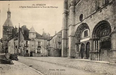 Avallon — L'Église Saint-Lazare et la Tour de l'Horloge — Pothain, édit. Avallon