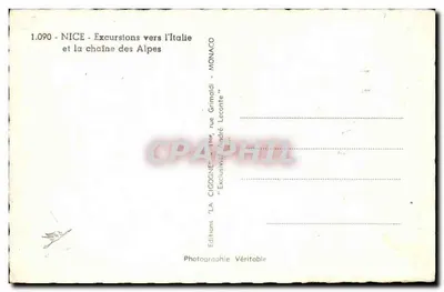 Widok z powietrza łańcucha Alp — Nice, Monako i granica włoska — Wydawnictwo La Cigogne — Rewers