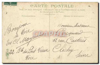 Côte d'Azur — Nice, fasada Kaskady Zamku — wydawca nieznany, nr 3369 — Rewers