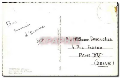 Auxerre (Yonne) — As margens do rio Yonne — Vista geral — Editora: Édith Glatigny, n°2335 — Verso