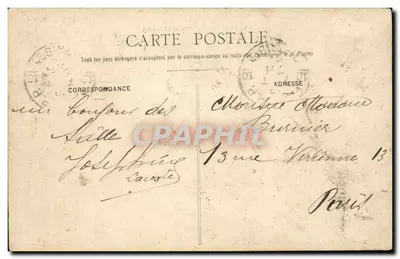 Widok plaży Sables-d'Olonne — widok plaży z namiotami i łodzią — wydawca Lucien Anilaud, nr 4110 — Rewers
