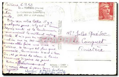 Catedral de São Pedro de Poitiers — editor Gaby, Nantes — número de série visível — Verso