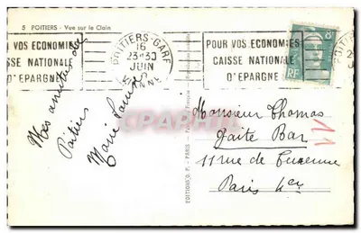 Poitiers — Vista sobre o Clain — Edições S.O. Paris — Verso