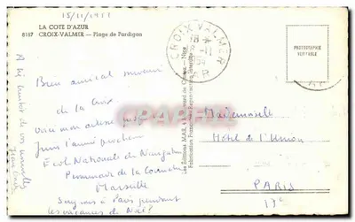 Praia de Pardigon — Croix-Valmer — Edições MAR — Verso
