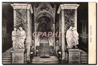 Scala Santa w Rzymie — widok zewnętrzny z figurami — Ediz. Enrico Verdesi