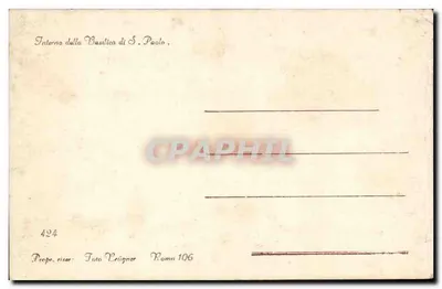 Wnętrze Bazyliki Świętego Piotra — wydawca Toto Crignier, Rzym, n° 424 — Rewers