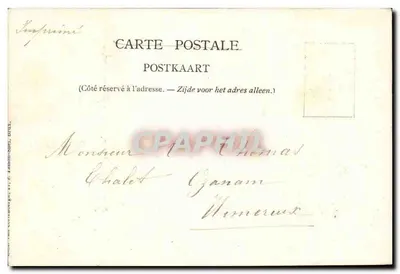A Vaca, a Cabra e a Ovelha em sociedade com o Leão — V. Boursin, depositado 1907 — Verso
