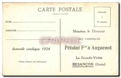 A Cidadela — Frente de socorro — Fabriques PÉTOLAT Frères e ANGUENOT (Besançon) — Verso