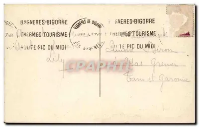 Bagnères-de-Bigorre — Jardins suspendus dos Termas — Fot. Labouche Fr. - Toulouse — Verso