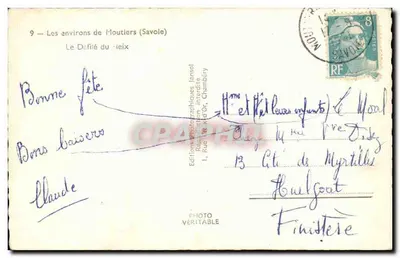 O Desfiladeiro do Fleix — Os arredores de Moutiers (Savoia) — Edições Fotográficas Jansol, Chambéry — Verso