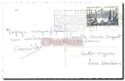 Evian-les-Bains — vista panorámica — Edición Blanc & Blanc n°301 — Reverso