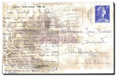 Mont Sainte-Odile — widok panoramiczny i wewnętrzny — wydawnictwo M. Wanner, Magdeburg — Rewers