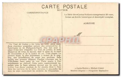 A Cidade de Carcassonne — Torre da Justiça — Foto Michel Jordy, Cité de Carcassonne — Verso