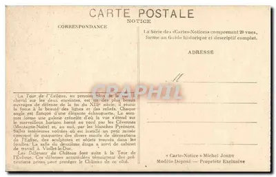 Miasto Carcassonne — Wieża Biskupa — Karta-Opis Michel Jordy n°5 — Rewers