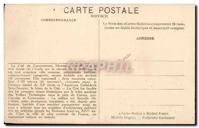 Carcassonne — Vista Geral do Oeste — Notice — Verso