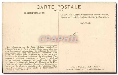 La Cité de Carcassonne — Sur les Courtines de la Porte d'Aude — Michel Jordy — Verso