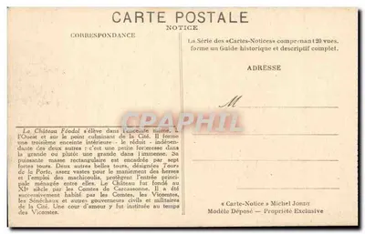 Cidade de Carcassonne — O Castelo Feudal — Entrada Principal — « Notice » — Verso
