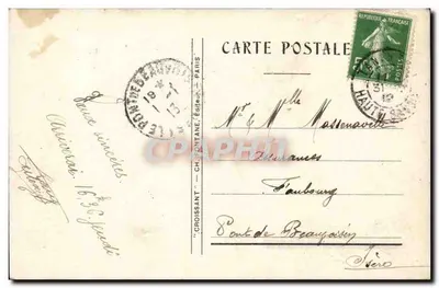 Bonne Année — dekor z wrzosem i gałęziami sosnowymi — Croissant, nr 3175 — Rewers