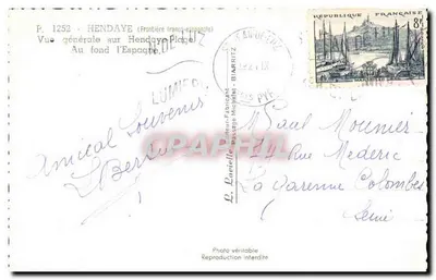 Hendaye — Vista geral de Hendaye Plage, no fundo a Espanha — Lavielle — Verso