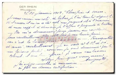 Mäuseturm w Bingen-sur-Rhine — widok na Ryn i zamek — wydawca nieodczytelny — Rewers
