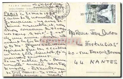 Palma de Mallorca — A Lonja e a Catedral — Editor não identificado, número de série não visível — Verso