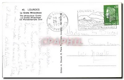 La Grotte Miraculeuse — Lourdes — Éditeur Edluy, n°45 — Rewers
