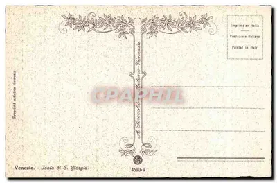 Vêneto - Ilha de São Jorge — vista da basílica e do campanário — A. Bocchetti, n° 4590-9 — Verso