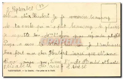 Widok lasu — Vaux-Navzan — wydawca Béreaux — Rewers