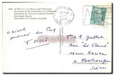 Le Puy-en-Velay — jego 4 pielgrzymki — Wydawnictwo Margeremond n°13669 — Rewers