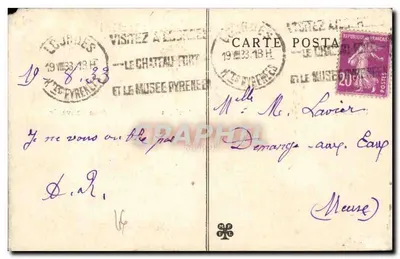 Roc-Amadour — vista panorámica del pueblo situado en lo alto de la colina — editor desconocido, n° 44 — Reverso