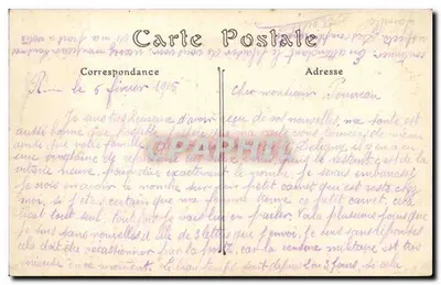 Bombarde ment de Reims — Un rincón de la rue Colbert — Jules MATOT, editor, Reims — Reverso