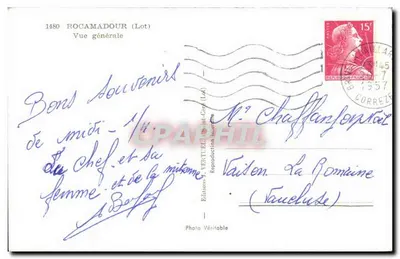 Rocamadour (Lot) — Ogólny widok — Wydawnictwo J. Vertuel (Lot) nr 1480 — Rewers