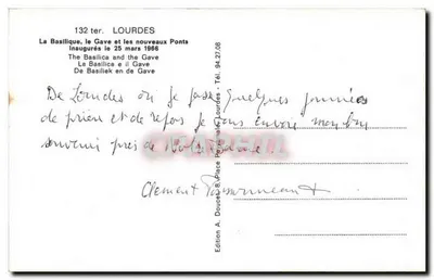 Lourdes — A Basílica, o Gave e os novos pontes — Edição A. Doucet, Lourdes — Verso