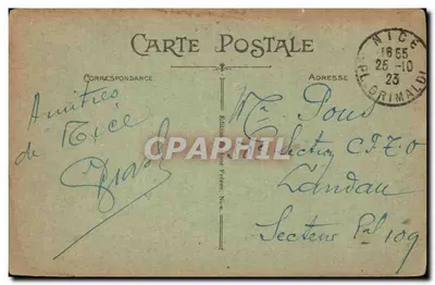 Nice — Statua Poety i Miejski Kino — B.F. nr 104 — Rewers