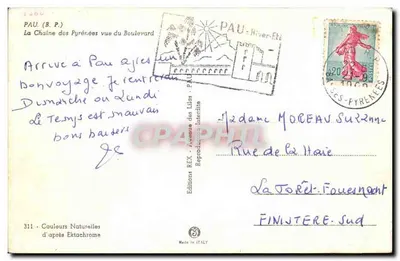 Koła Pyrenées widziane z bulwaru — Pau — Wydawnictwo REX — Rewers