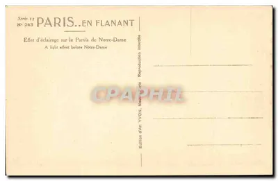 Notre-Dame de Paris — Efekt oświetlenia na Parvis — Wydawnictwo Artystyczne YVON — Rewers