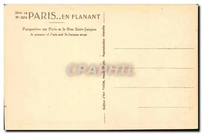 Paris — Perspektive auf die Rue Saint-Jacques — Édition d'Art YVON, Neufchâtel — Rückseite